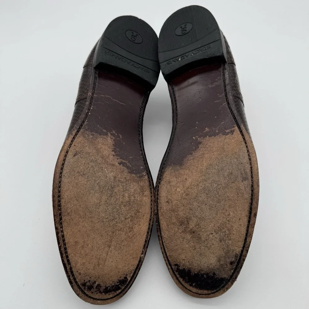 Stacy Adams Madison Anaconda Size 14D Print‎ Leather Mens Shoes Brown Biscuit
